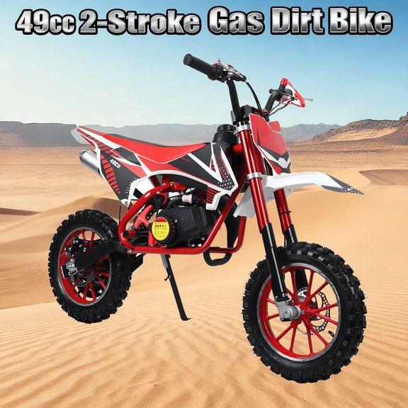 Seipouy 49cc Kids Dirt Bike, Mini Dirt Bike Gas Powered Off-Road Trail Bike, 2-Stroke Mini Motorcycle for Kids and Adults with Front and Rear Disc Brakes, Max Speed 40KM/H