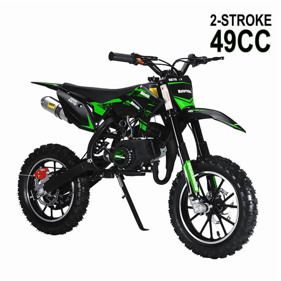 Seipouy 49cc Mini Dirt Bike for Kids, 2-Stroke Gas Power Off-Road Motorcycle with 10-Inch Tires Front & Rear Disc Brakes Shock Absorbing Soft Seat Cushion, Mini Motocross Motorcycle Dirtbike 40 KM/H