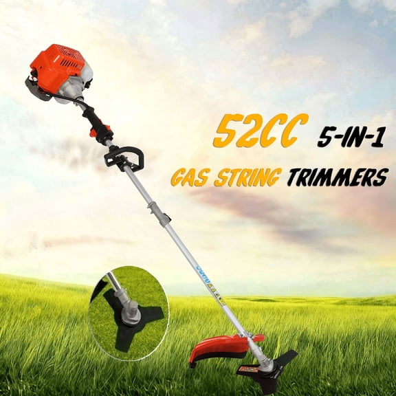 Seipouy 5 in 1 Gas Weed Eater, 52CC 2-Stroke Weed Eater Gas Powered, Petrol Hedge Trimmer with Attachments, Brush Cutter Gas Weed Wacker for Weed Grass and Bush