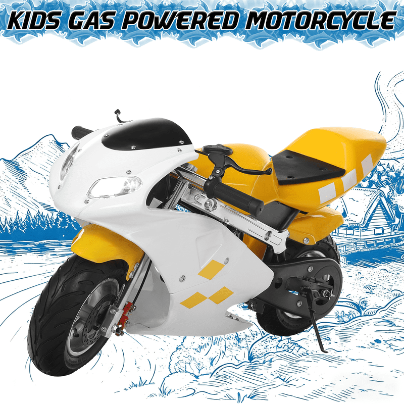 Seipouy 50cc Motorcycles, Gas Powered Pocket Bike with 1.25L Tank, Gas Tank Mini Motorcycle with High Brightness Dual Headlights Rubber Handlebar, EPA Approved Adult Toy Motorcycle Ages 8-14