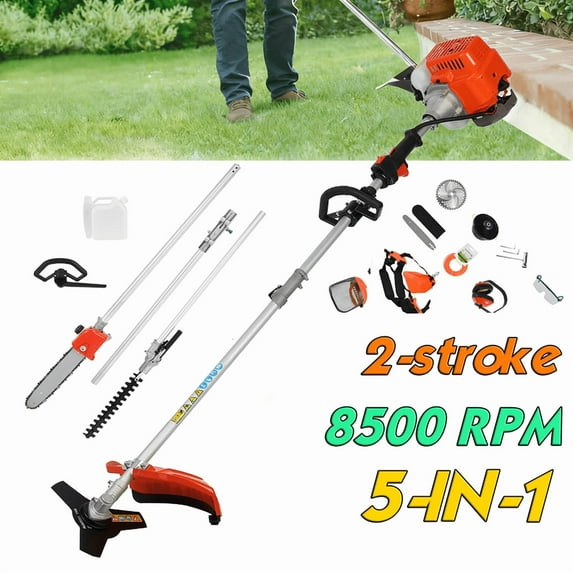Seipouy 52CC 2-Cycle Gas Weed Wacker, 5 in 1 Weed Eater Gas Powered, Upgraded 9500rpm 2200W High Power Gas String Trimmer, Gas String Trimmer, Multi Functional Garden Gas Trimming Tools