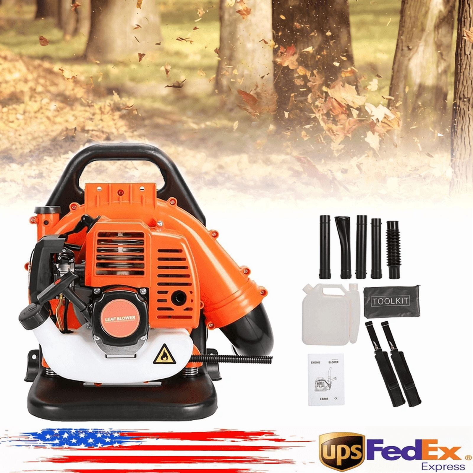 Seipouy 52CC Gas Leaf Blower Backpack 550CFM 2 Cycle Ergonomic Harness System 200MPH Low Vibration and Cruise Control Powerful Gas Blowers for Lawn Yard Care Gifts for Dad