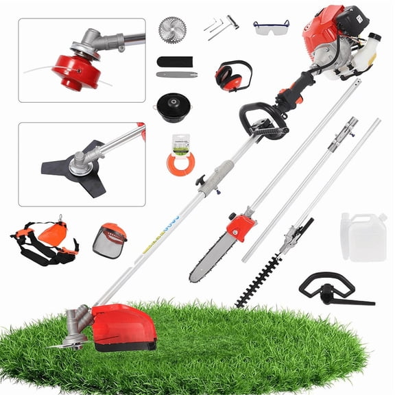 Seipouy 52CC Gas Weed Wacker, 2-Stroke 5 in 1 Lawn Mower Weed Trimmer with Cordless Hedge Trimmer Brush Cutter Handheld Chainsaw Hedge Pruner Function for Garden