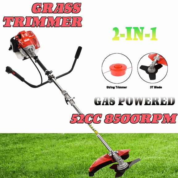 Seipouy 52cc 2-Stroke Gas Weed Wacker | 2-in-1 Cordless Gas Lawn Mower | 2.2KW/8500RPM String Trimmer | for Villa Garden Community Lawn Park