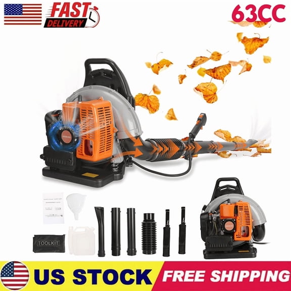 Seipouy 63CC 2 Cycle Backpack Leaf Blower Gas Powered, 665 CFM 205 MPH Powerful Wind, Cruise Control, High-Efficient Commercial Gas Leaf Blower for Yard Lawn Care, Debris Dust & Leaf Cleaning