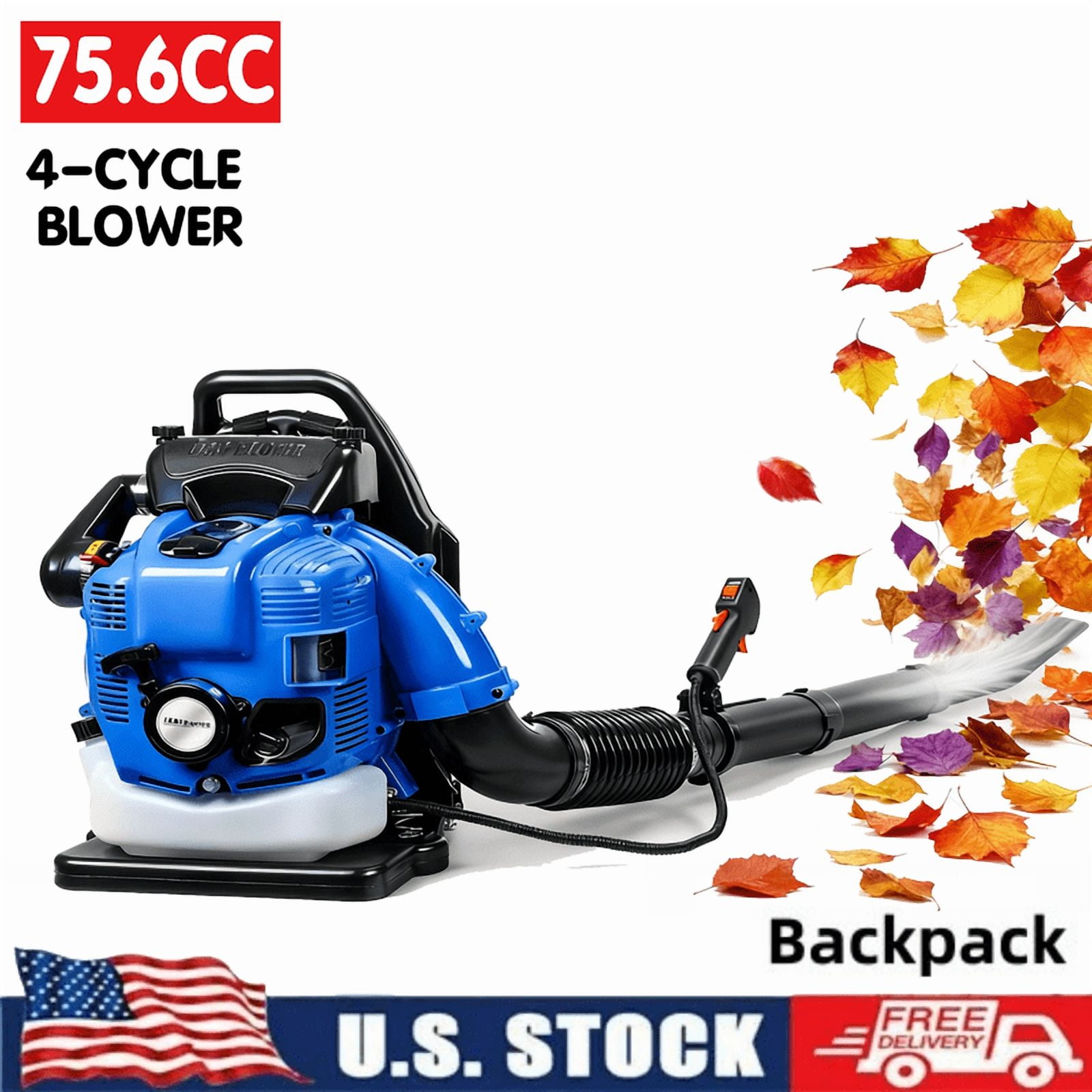 Seipouy 75.6CC Gas Backpack Leaf Blower – 3.5 HP 4 Stroke Gas Leaf Blower, 900 CFM High-Velocity, 210 MPH High Airflow, Powerful Clearing Performance and Ergonomic Harness System