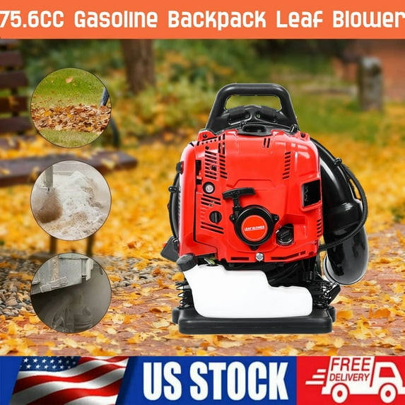 Seipouy 75.6CC Gas Backpack Leaf Blower, 900 CFM 5 HP 4-Cycle Engine, Heavy-Duty Leaf & Snow Blower for Lawn, Garden & Commercial Use
