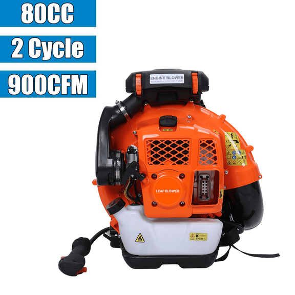 Seipouy Backpack Gas Powered Leaf Blower, 80CC 900CFM 4.8HP 2 Cycle Grass Lawn Blower Air Cooling Gasoline Backpack Grass Blower with Air-Cooled, Snow Blower for Outdoor