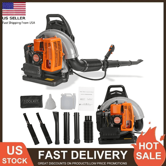 Seipouy Backpack Gas Powered Leaf Blower, Commercial 665 CFM 63CC 3 HP 2-Stroke Powerful Lightweight Gasoline Grass Lawn Blower w/Harness Air-Cooled & Fuel Tank for Yard Lawn Care, Snow Removal