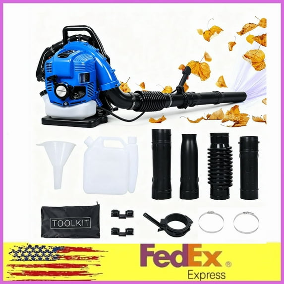 Seipouy Backpack Gas Powered Leaf Blower, Commercial 900CFM 75.6CC 3.5HP 4-Stroke Powerful Lightweight Gasoline Grass Lawn Blower w/Harness Air-Cooled & Fuel Tank for Yard Lawn Care, Snow Removal
