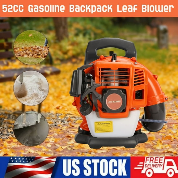 Seipouy Backpack Leaf Blower, 2 Cycle Engine 550CFM Air Volume Tank Leaf Blower 52CC Gas Powered Blowers Snow Blower for Lawn Care Road Cleaning