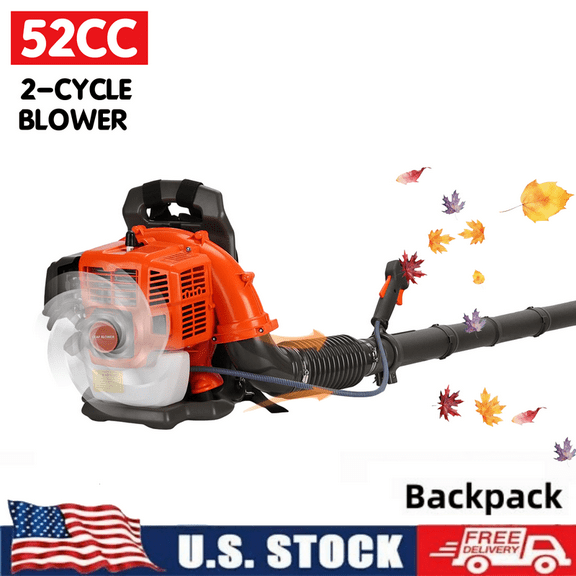Seipouy Backpack Leaf Blower 52CC 2-Cycle Backpack Gas Powered Leaf Blower with Fuel Tank, Grass Lawn Blower Air Cooling Gasoline Grass Blower for Leaf, Sand, Gravel, Snow, Yard and Driveway