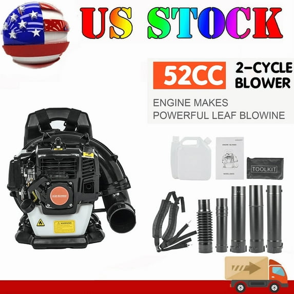 Seipouy Backpack Leaf Blower 52CC 2 Stroke Backpack Gas Powered Leaf Blower with Fuel Tank, Grass Lawn Blower Air Cooling Gasoline Blower for Sand, Gravel, Snow, Yard, Leafs