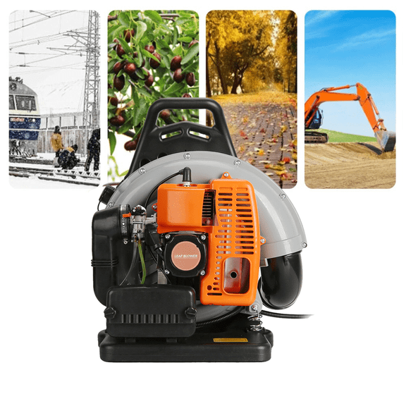 Seipouy Backpack Leaf Blower 63CC 2-Cycle Backpack Gas Powered Leaf Blower with Fuel Tank, Grass Lawn Blower Air Cooling Gasoline Blower for Sand, Gravel, Snow, Yard, Leafs