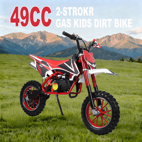 Seipouy Dirt Bike for Kids & Adults 49cc 2-Stroke Kids Dirt Bike Mini Bike Gas Power Off Road Trail Bike with Front Rear Disc Brakes, Racing Max Speed 40KM/H from USA Fast Arrival