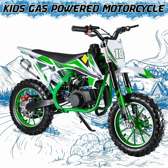 Seipouy Dirt Bike for Kids & Adults 49cc 2-Stroke Kids Mini Bike Gas Power Off Road Trail Bikes with Front Rear Disc Brakes, Racing Max Speed 40KM/H from USA Fast Arrival Support 220IBS