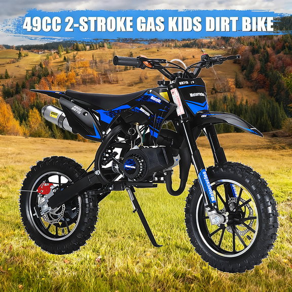 Seipouy Kids Dirt Bike-49cc Dirt Bike for Kids & Adluts with 2-Stroke, Gas Power Motocross Witg Speeds up to 25MPH, Off Road Mini Motorcycle with Front Rear Disc Brakes
