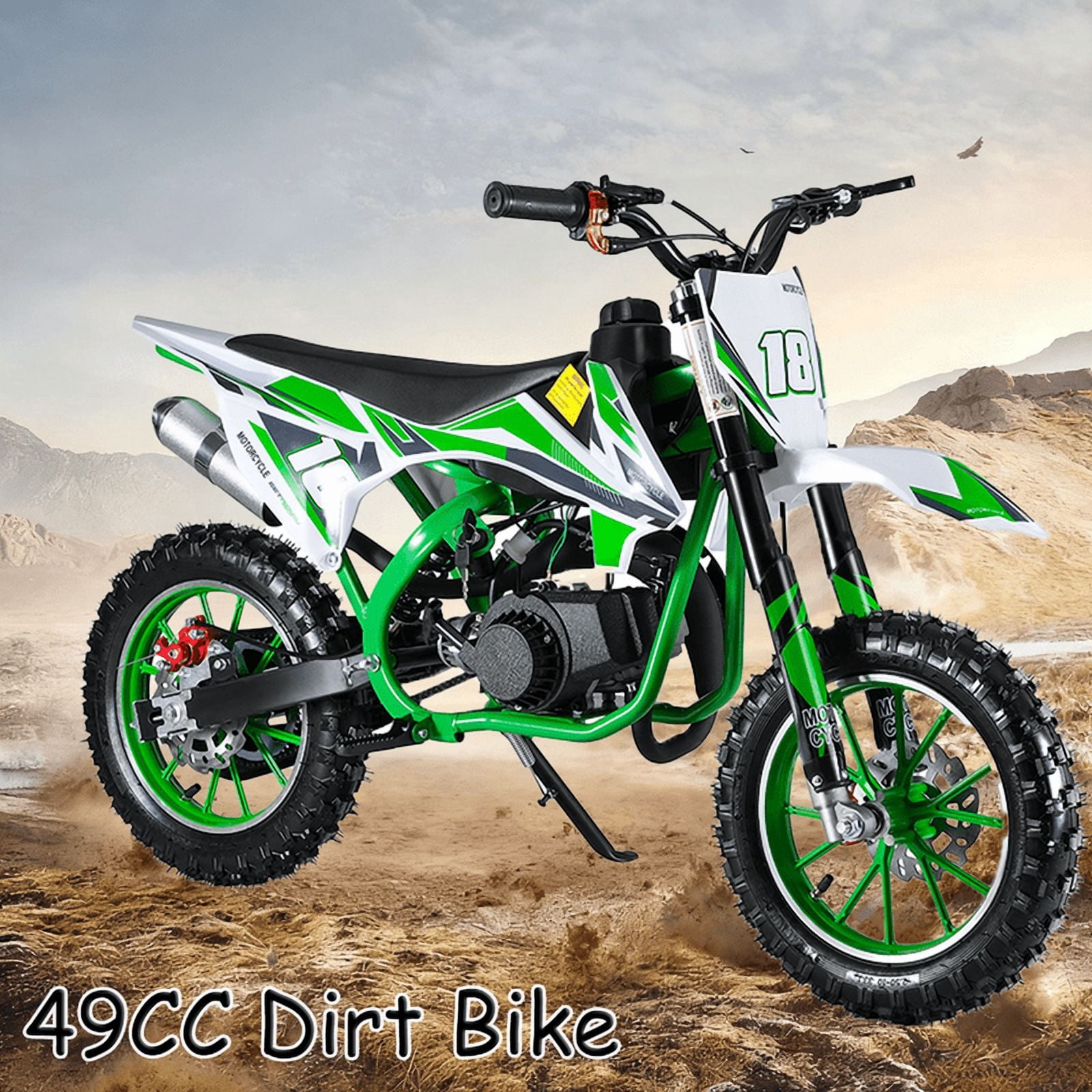 Seipouy Kids Dirt Bike, 49cc Gas Dirt Bike for Teens - 25MPH 2-Stroke Pit Bike with Hydraulic Disc Brakes & 10" Off-Road Tires Ages 8+ Max220lb Load Christmas for Boys Girl