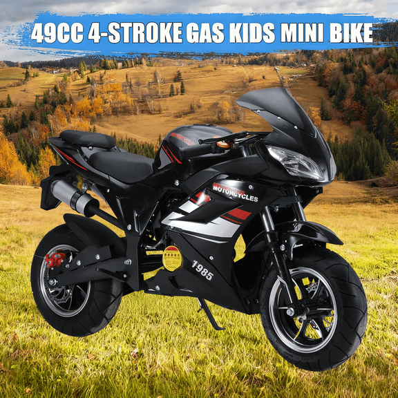 Seipouy Kids Mini Motorcycles,Children Gas Motorbike Pocket Motorbike Rubber Handlebar 1.8L Gas Tank Motorcycle 330 LBS Racing Max Speed 25MPH 4-Stroke 49cc for Toddler Teenager