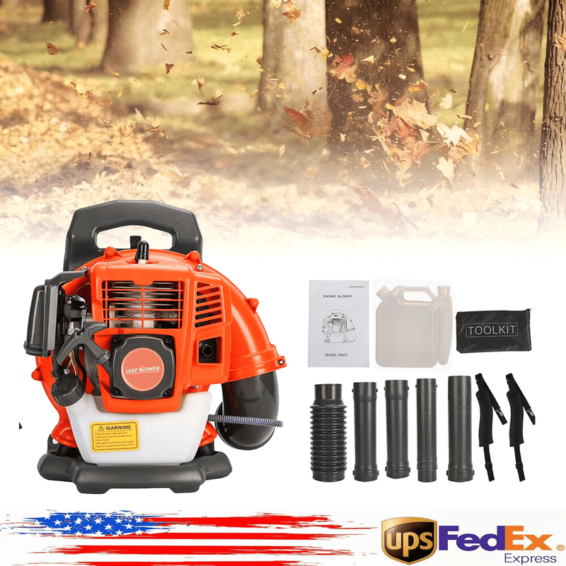 Seipouy Leaf Blower - 52CC 550 CFM 2 Stroke Backpack Gas Powered Blower, Grass Lawn Air Cooling Gasoline with Air-Cooled, Snow for Garden