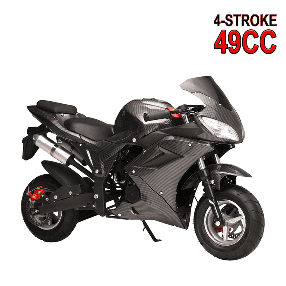 Seipouy Youth Dirt Bike, 49cc Dirt Bike 4 Stroke, Mini Motorcycle Bikes with Front Rear Disc Brakes, Gas Motorcycle, Gas Bike with Dual Headlight, Racing Max Speed 25mph