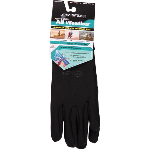 Serius Innovation 1431 Mens Hyperlite All Weather Polartec Ultra-Thin Weatherproof Glove, Black, Sm/Med