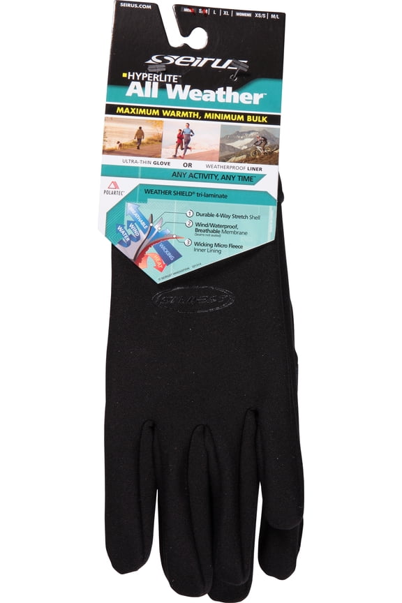 Serius Innovation 1431 Mens Hyperlite All Weather Polartec Ultra-Thin Weatherproof Glove, Black, Sm/Med