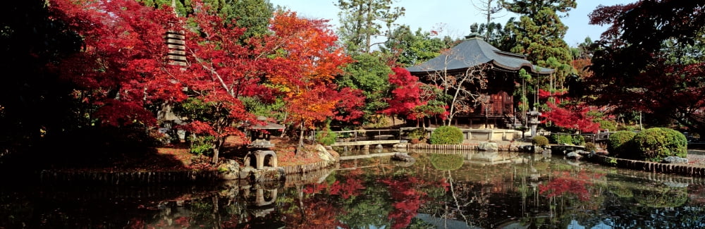 Seiryo-ji Temple in autumn Ukyo-ku Kyoto City Kyoto Prefecture Japan Canvas Art - Panoramic Images (12 x 36)