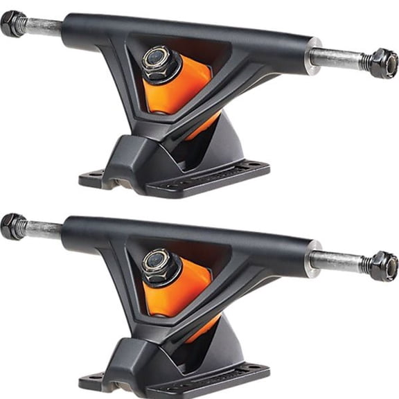 Seismic Aeon Skateboard Trucks Flat Black/Orange - Hanger 5" Axle 7.62" (Set of 2)