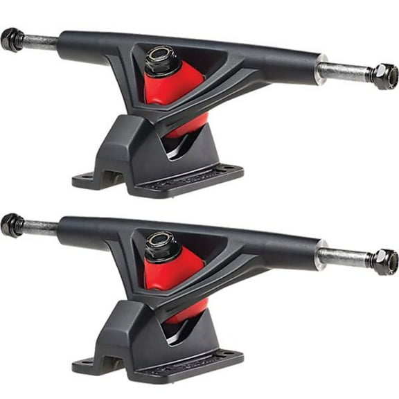 Seismic Aeon Skateboard Trucks Flat Black/Red - Hanger 6.1" Axle 8.6" (Set of 2)