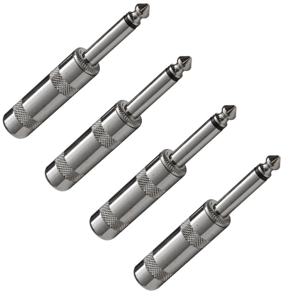 Seismic Audio  1/4 Inch Mono Cable Connector (4 Pack) - Nickel Audio Speaker PA Silver - SAPT23-4Pack