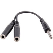 Seismic Audio 1/4 inch Dual Female to Single Male Y Audio Cable splitter for Guitar, keyboard, amplifiers, SA-Y9, Black, 6 inches Long