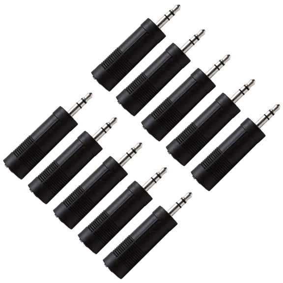 Seismic Audio 10 Pack of 1/4" Female to 1/8" Male Adapters (Black) for iPod, iPhone, Android Black - SAPT121-10Pack