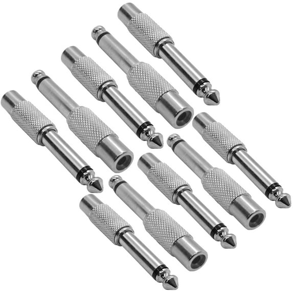 Seismic Audio 10 Pack of RCA Female to 1/4 Inch TS Male Adapters - RCA-F to TS 1/4" - SAPT512
