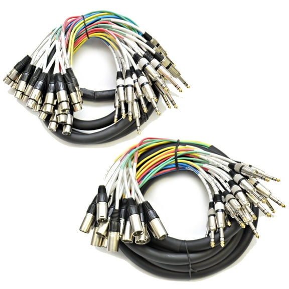 Seismic Audio 16 Channel 10' TRS to XLR Male and 10' TRS to XLR Female Snake Cable Bundle - SAXT-16x10_MF