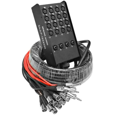 Seismic Audio 16 Channel 50 Foot XLR Low Profile Snake Cable with 4 TRS Returns PA/DJ Stage - SAJLP-16x4x50