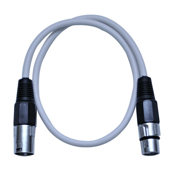 Seismic Audio 2 Foot White XLR to XLR Patch Cable - 2' XLR Patch Cord White - SAXLX-2White