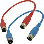 Seismic Audio - 2 Pack Blue and Red MIDI Cables 1 Foot - Keyboard Data Patch - SAMIDIRED1BLUE1