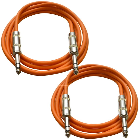 Seismic Audio 2 Pack of 1/4" TRS Patch Cables 3 Ft Extension Cords Jumper 3 Pin Various Colors - SATRX-3-2Pack