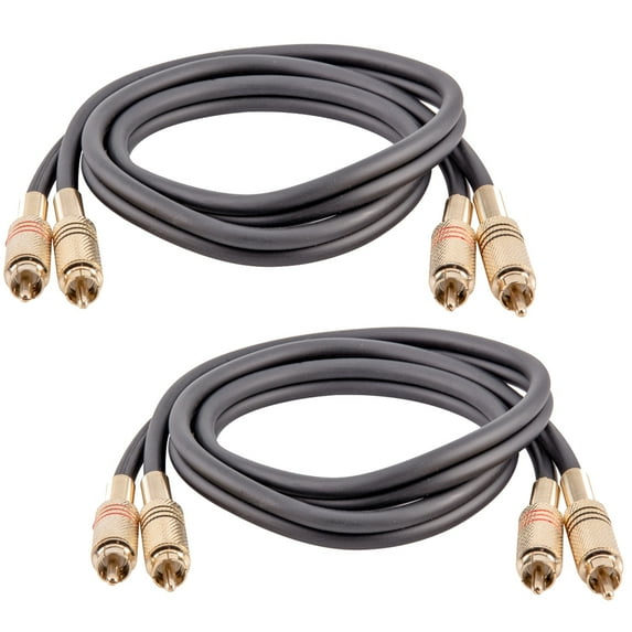 Seismic Audio 2 Pack of 3 Foot 2-RCA Male to 2-RCA Male Audio Patch Cables - Various Colors - SAPRCA3-2Pack