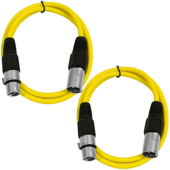 Seismic Audio 2 Pack of XLR Patch Cables 2 Feet Extension Cords Jumper 3 Pin - Various Colors - SAXLX-2-2Pack