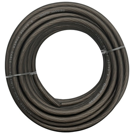 Seismic Audio 20 Foot 8 Gauge Black Ground/Power Wire for Vehicle Audio Amplifier