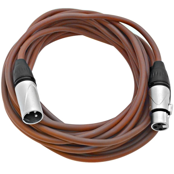 Seismic Audio 25 Foot Brown XLR Patch Cable Microphone Cord - 3 Pin XLR Male to XLR Female 25' - SAXLX-25Brown