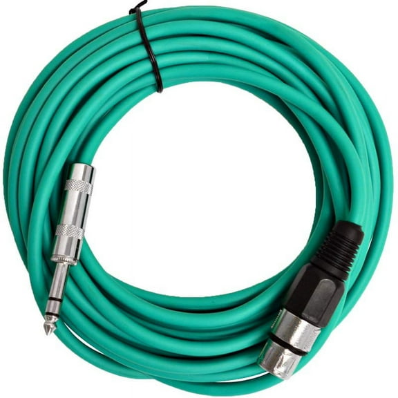 Seismic Audio  - 25 Ft Green XLR Female to 1/4" TRS Patch Cable Snake Cords Green - SATRXL-F25Green