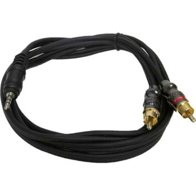 Seismic Audio  - 3.5mm Male 1/8" to Dual Male RCA Patch Cable - 6 Feet - New Black - SA-iEMRCAM6