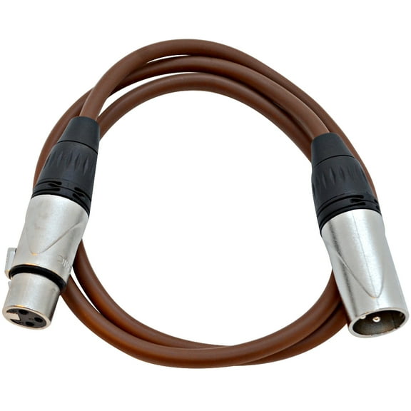 Seismic Audio 3 Foot Brown XLR Patch Cable Microphone Cord - 3 Pin XLR Male to XLR Female 3' - SAXLX-3Brown