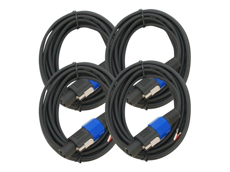 Seismic Audio 4  15' PA/DJ Raw Speaker Cable to Speakon Black - SPRW15FourPack