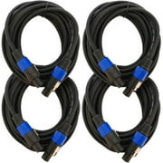 Seismic Audio 4 25 Foot Speakon PA/DJ SPEAKER CABLE Black - TW12S25FourPack