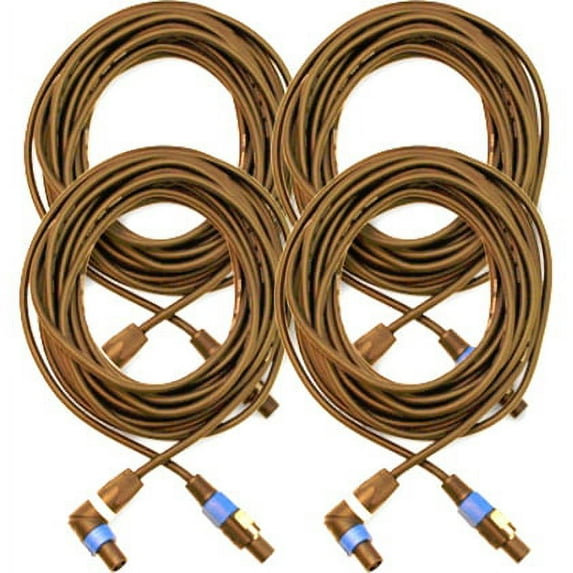 Seismic Audio (4) 25' Foot Speakon to Right Angle Speakon PA/DJ SPEAKER CABLE Black - TW12SRT25-4Pack