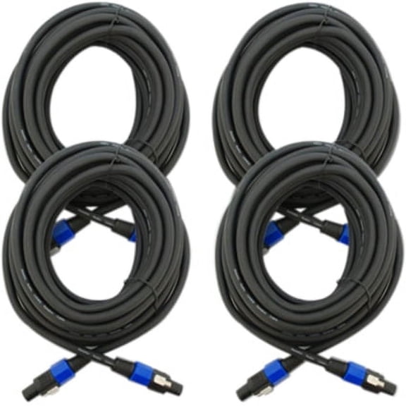Seismic Audio (4)  35' SPEAKON SPEAKER CABLE 4 Conductor Black - F12S35FourPack